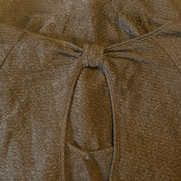 DEB SHEER TEXTURED BLOUSE Black Short wide sleeve smocked waistband open back 2X - Picture 6 of 7